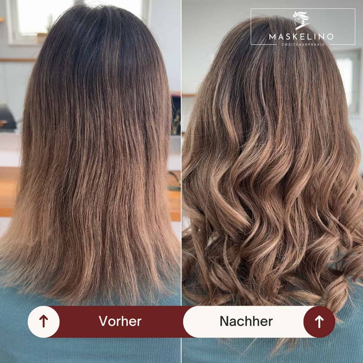Vorher/Nachher – Verwandlung durch Haarverlängerung