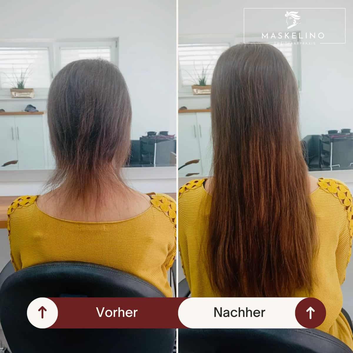 Haarverdichtung Vorher/Nachher für dickes, volles Haar